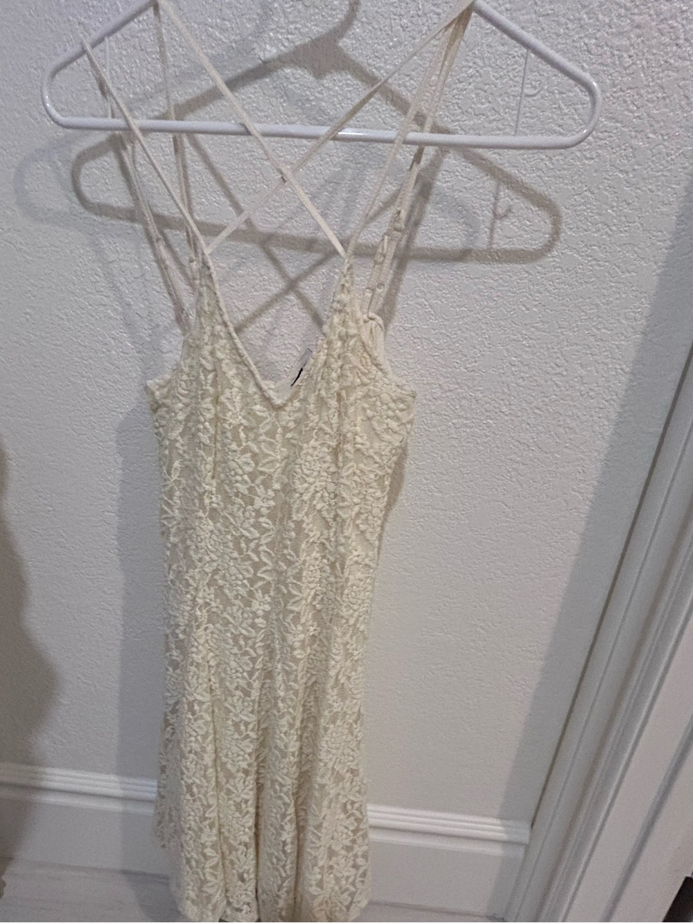 American Eagle Outfitters Cream Lace Cami Dress